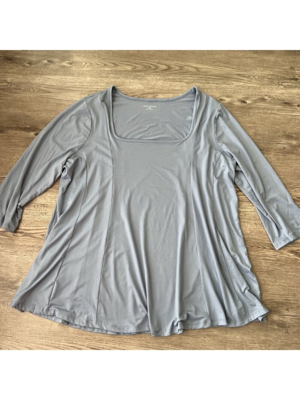 Lane Bryant Swing Collection Top Womens 18/20 Blue Plus Square Neck 3/4 Sleeve F